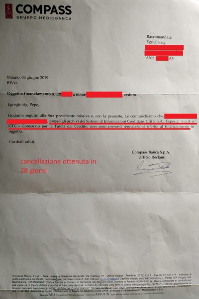 Cancellazione Compass