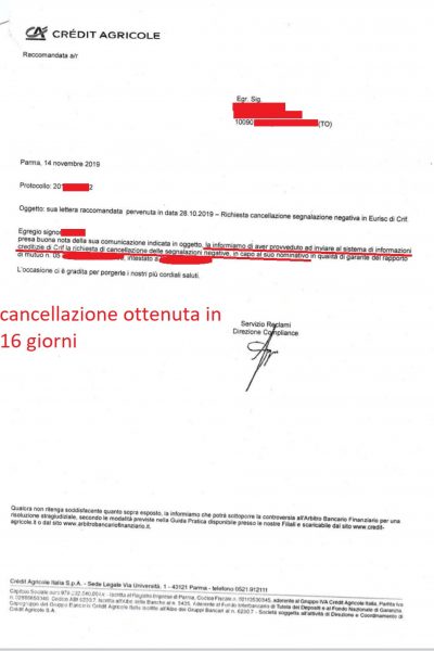 Cancellazione Credit Agricole