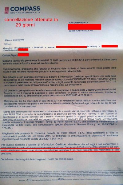 Cancellazione Compass