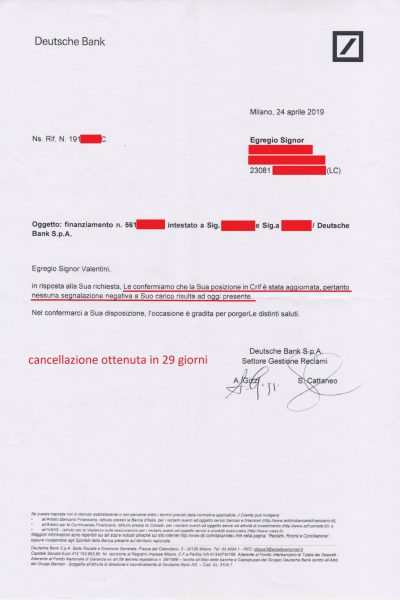 Cancellazione Deutsche Bank